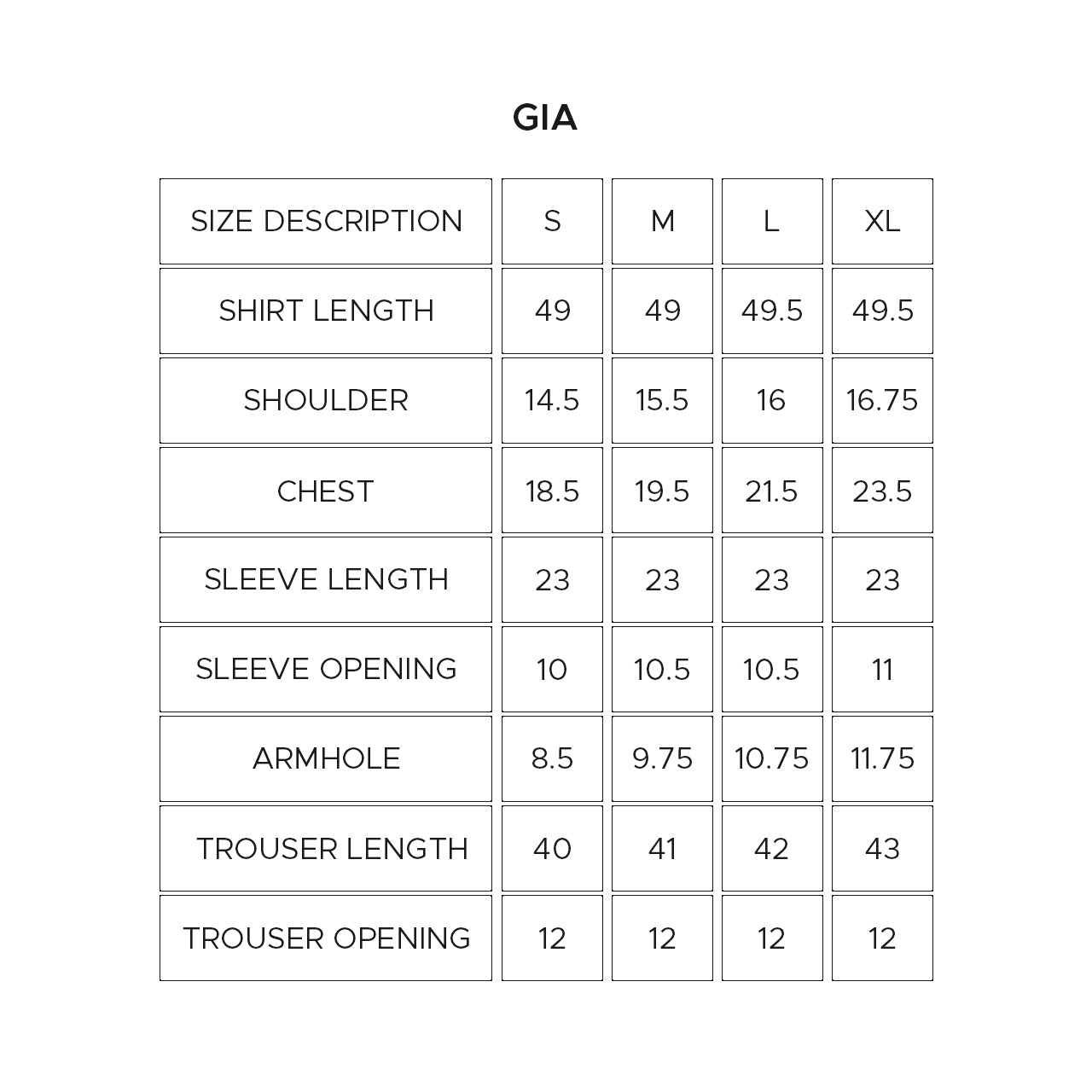 Size Chart
