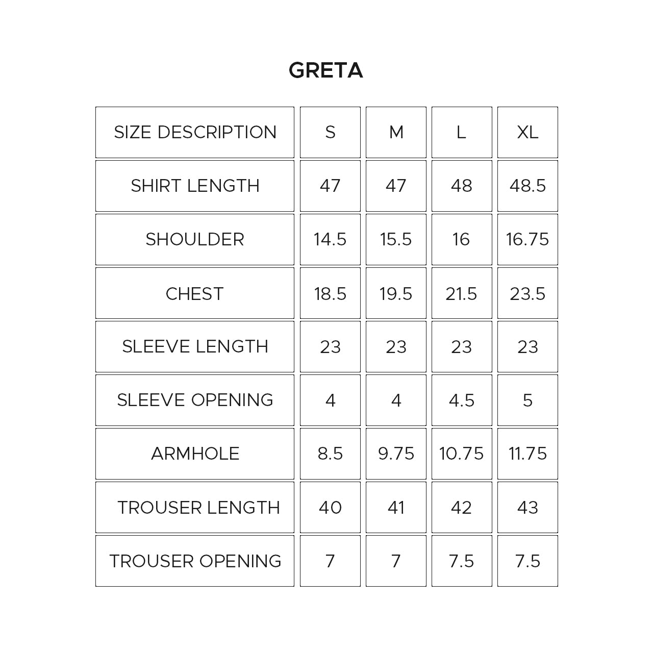 Size Chart