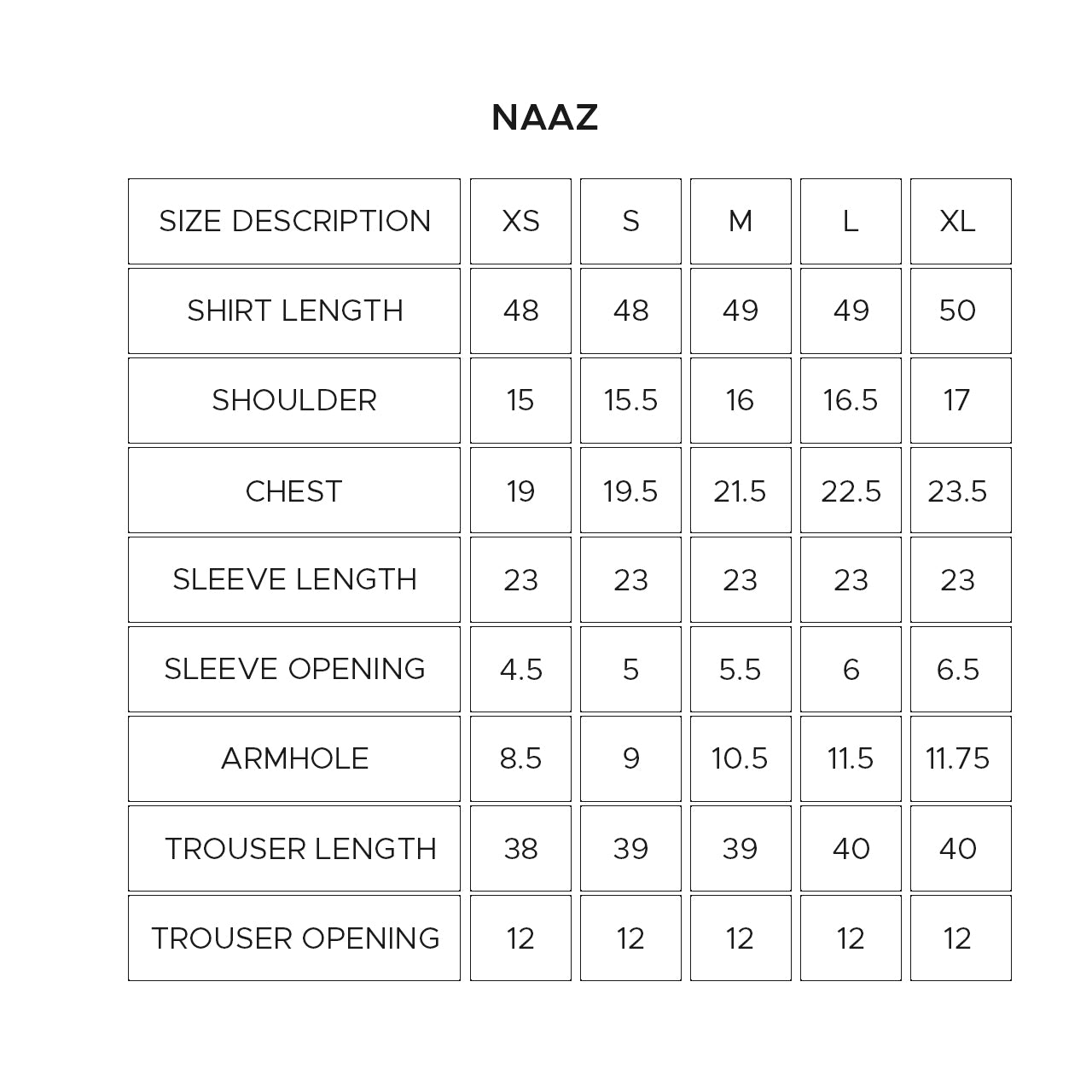 Size Chart
