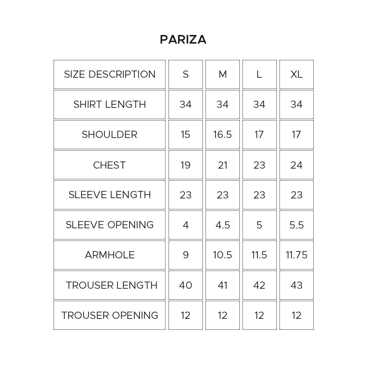 Size Chart
