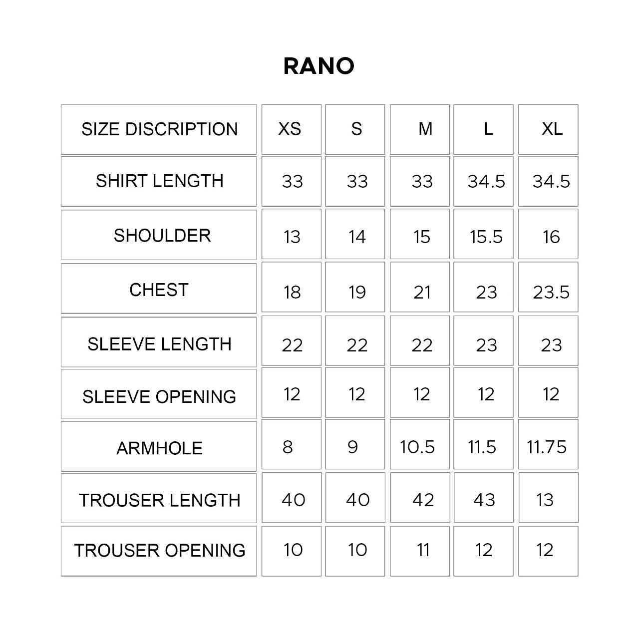 Size Chart